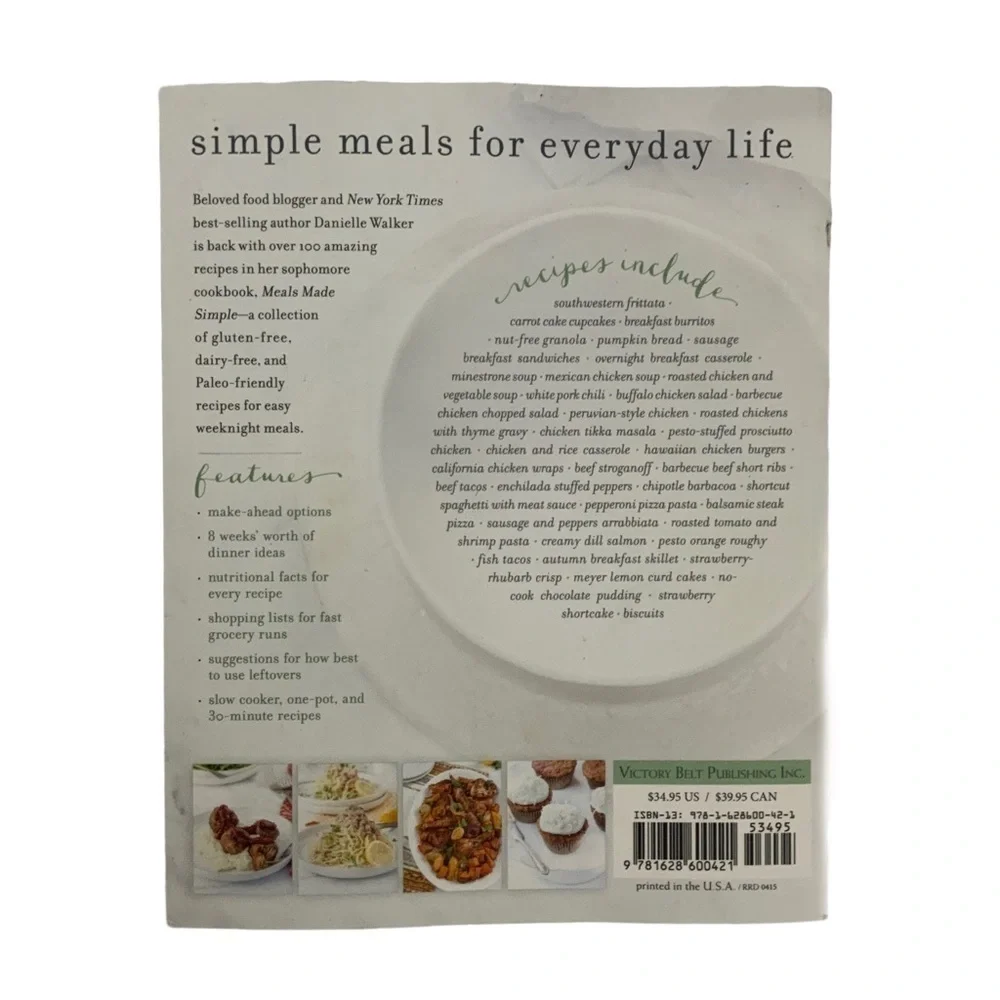 Danielle Walker's Against All Grain Cookbook Gluten Dairy Free Paelo Easy Meals